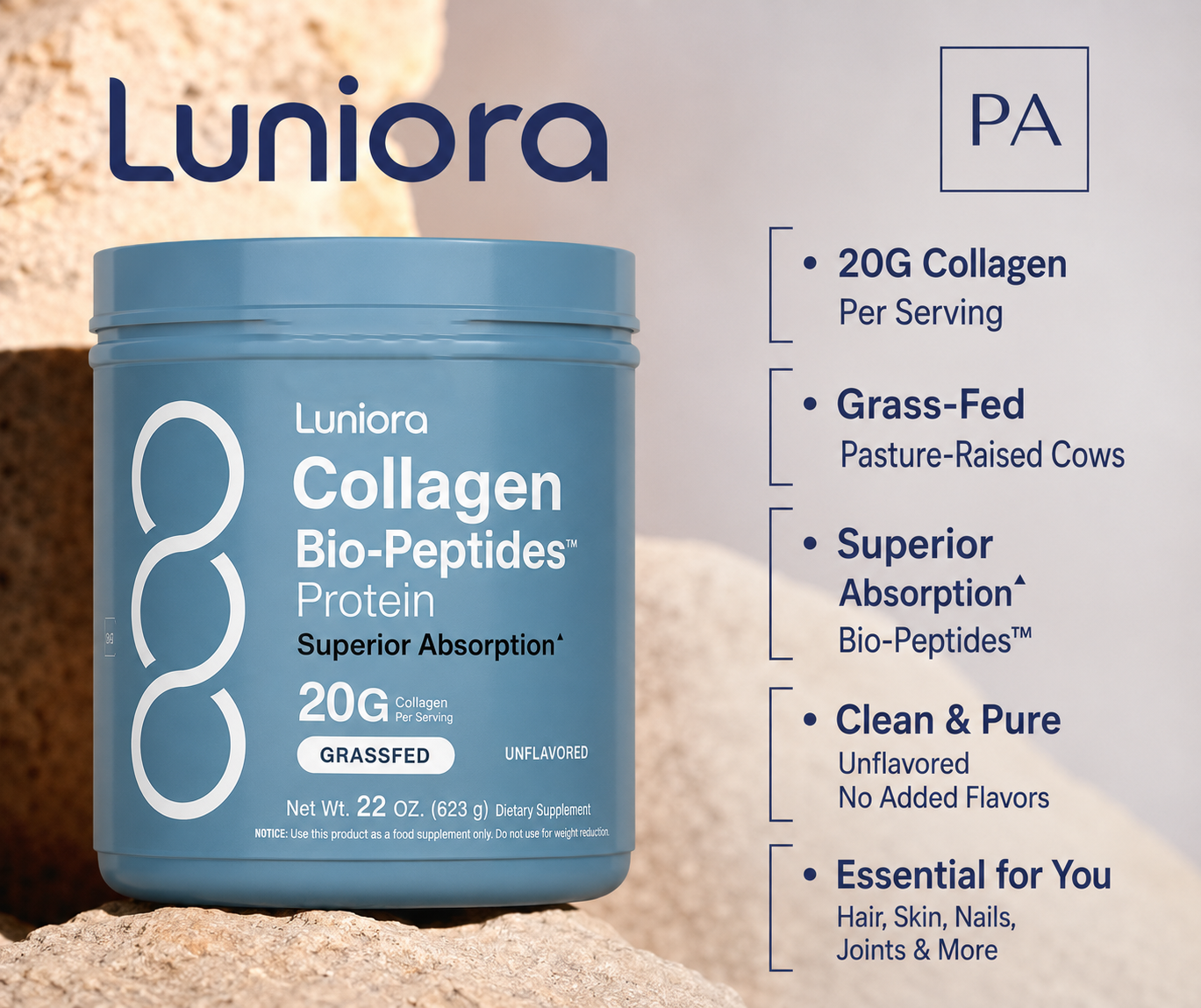 Grassfed Collagen Bio-Peptides, 20 oz (567 g) Powder